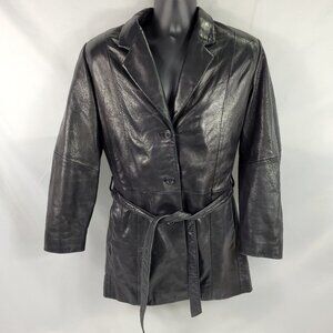 Wind River Leather 3/4 Length Coat Black Jacket Women's size Small